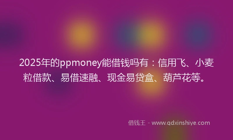 2025年的ppmoney能借钱吗有：信用飞、小麦粒借款、易借速融、现金易贷盒、葫芦花等。