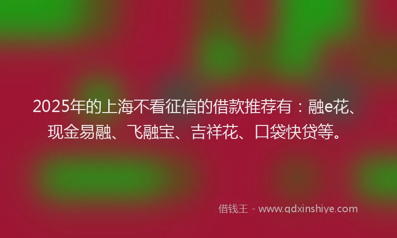 2025年的上海不看征信的借款推荐有：融e花、现金易融、飞融宝、吉祥花、口袋快贷等。