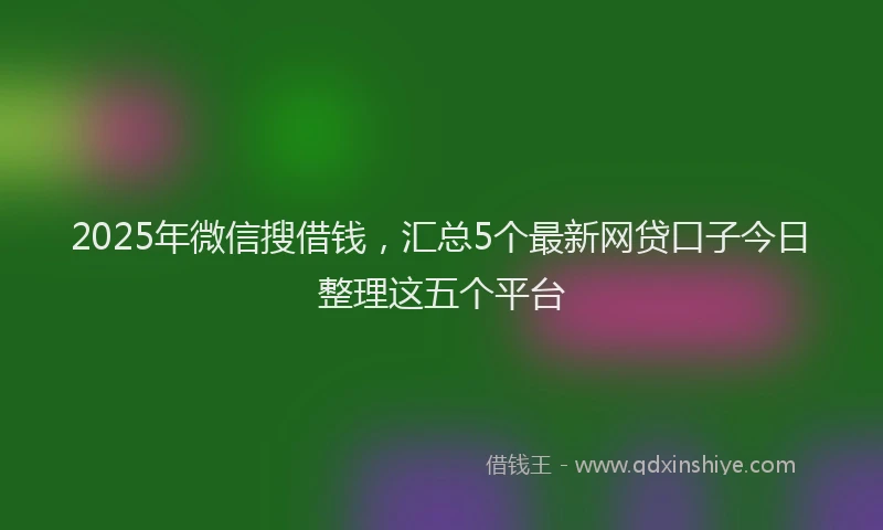 2025年微信搜借钱，汇总5个最新网贷口子今日整理这五个平台