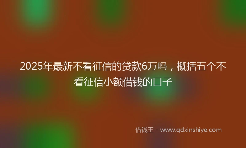 2025年最新不看征信的贷款6万吗，概括五个不看征信小额借钱的口子