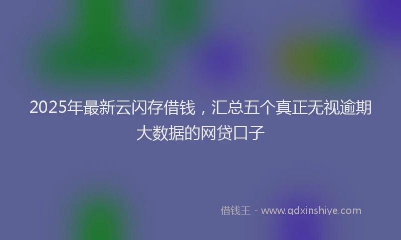 2025年最新云闪存借钱，汇总五个真正无视逾期大数据的网贷口子