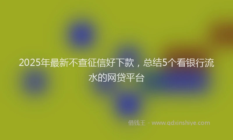 2025年最新不查征信好下款，总结5个看银行流水的网贷平台