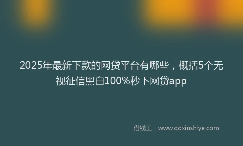 2025年最新下款的网贷平台有哪些，概括5个无视征信黑白100%秒下网贷app