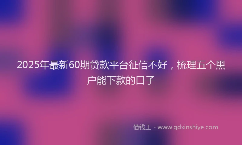 2025年最新60期贷款平台征信不好，梳理五个黑户能下款的口子