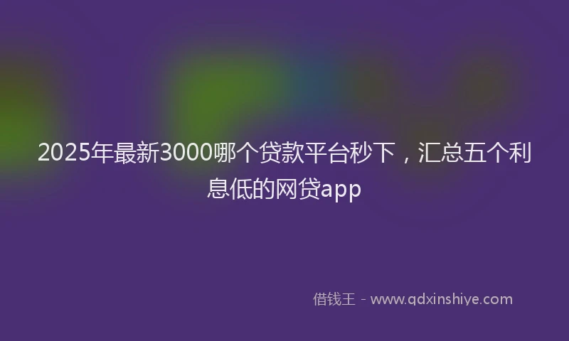 2025年最新3000哪个贷款平台秒下，汇总五个利息低的网贷app