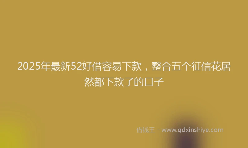 2025年最新52好借容易下款，整合五个征信花居然都下款了的口子