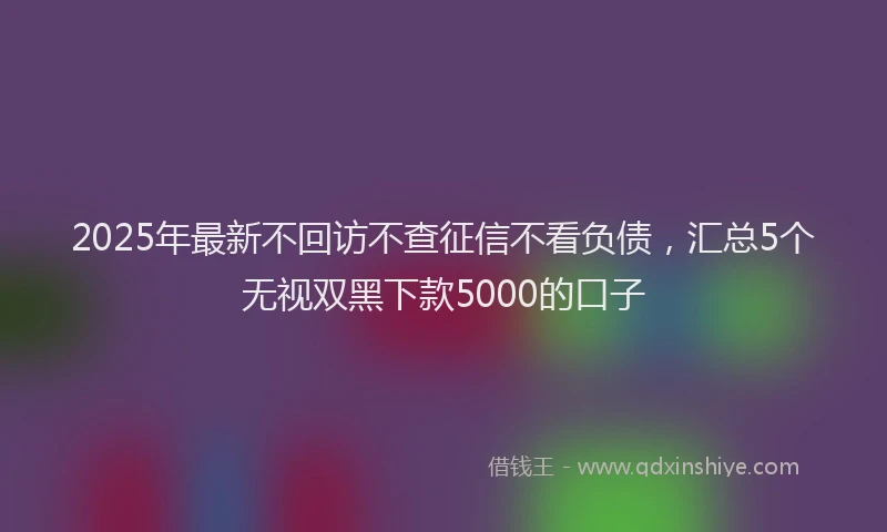 2025年最新不回访不查征信不看负债，汇总5个无视双黑下款5000的口子