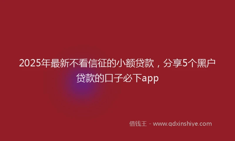2025年最新不看信征的小额贷款，分享5个黑户贷款的口子必下app