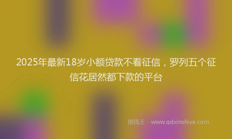 2025年最新18岁小额贷款不看征信，罗列五个征信花居然都下款的平台