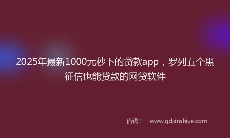 2025年最新1000元秒下的贷款app，罗列五个黑征信也能贷款的网贷软件