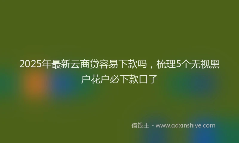 2025年最新云商贷容易下款吗，梳理5个无视黑户花户必下款口子