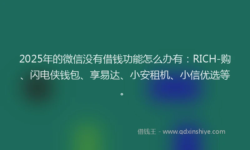 2025年的微信没有借钱功能怎么办有：RICH-购、闪电侠钱包、享易达、小安租机、小信优选等。