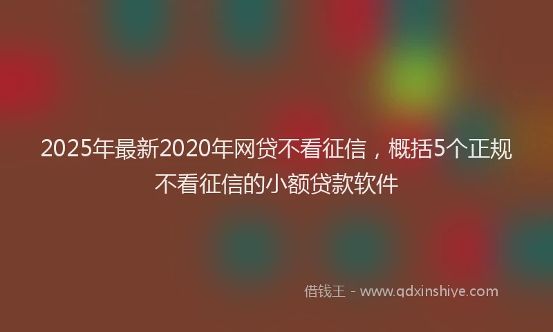 2025年最新2020年网贷不看征信，概括5个正规不看征信的小额贷款软件