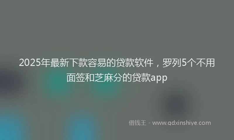 2025年最新下款容易的贷款软件，罗列5个不用面签和芝麻分的贷款app