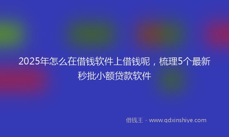 2025年怎么在借钱软件上借钱呢，梳理5个最新秒批小额贷款软件