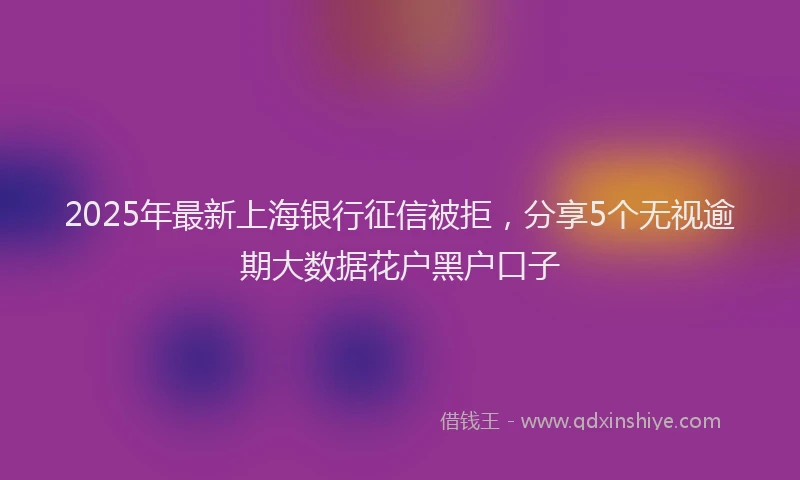 2025年最新上海银行征信被拒，分享5个无视逾期大数据花户黑户口子