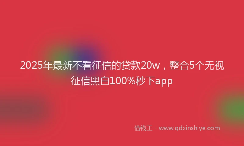 2025年最新不看征信的贷款20w，整合5个无视征信黑白100%秒下app