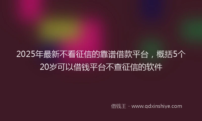 2025年最新不看征信的靠谱借款平台，概括5个20岁可以借钱平台不查征信的软件