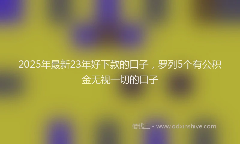 2025年最新23年好下款的口子，罗列5个有公积金无视一切的口子