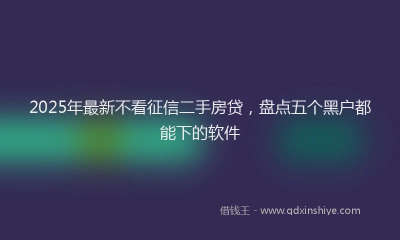 2025年最新不看征信二手房贷，盘点五个黑户都能下的软件