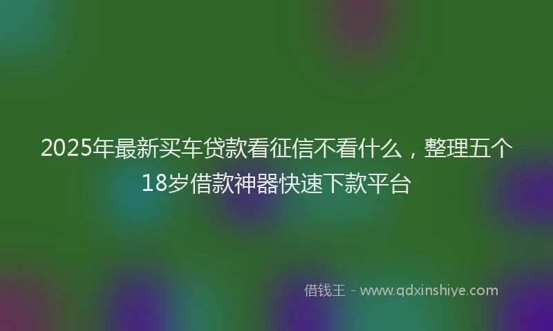 2025年最新买车贷款看征信不看什么，整理五个18岁借款神器快速下款平台