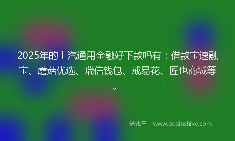 2025年的上汽通用金融好下款吗有：借款宝速融宝、蘑菇优选、瑞信钱包、戒易花、匠也商城等。