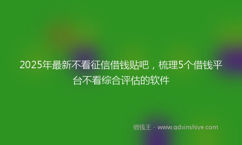 2025年最新不看征信借钱贴吧，梳理5个借钱平台不看综合评估的软件