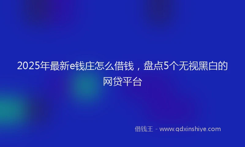 2025年最新e钱庄怎么借钱，盘点5个无视黑白的网贷平台