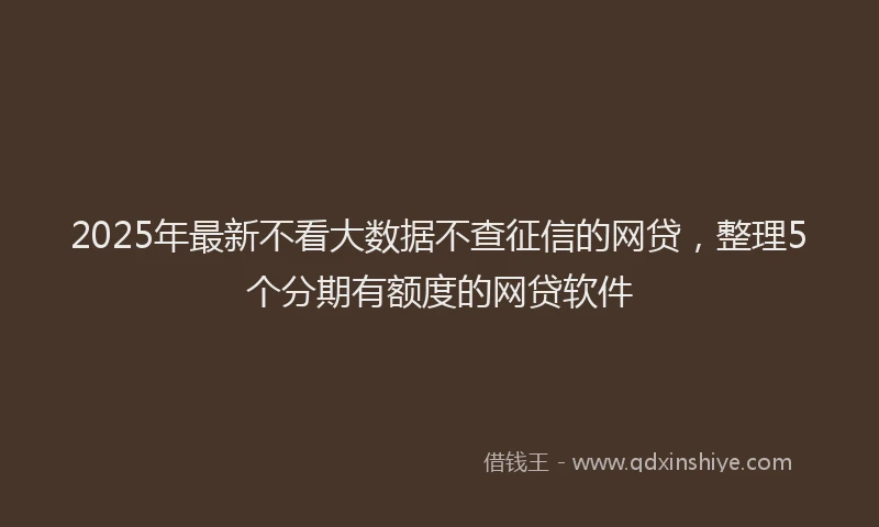 2025年最新不看大数据不查征信的网贷，整理5个分期有额度的网贷软件