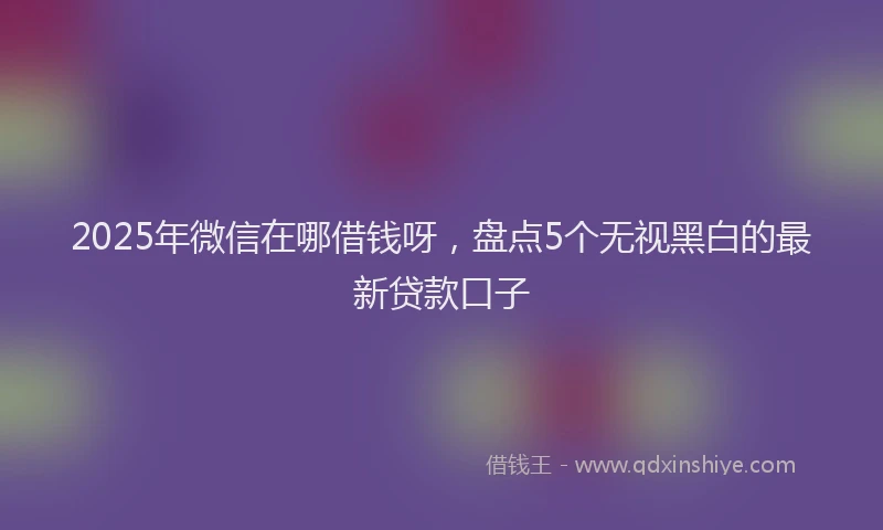 2025年微信在哪借钱呀，盘点5个无视黑白的最新贷款口子