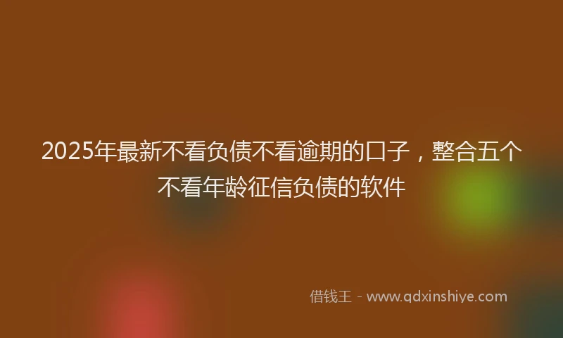 2025年最新不看负债不看逾期的口子，整合五个不看年龄征信负债的软件