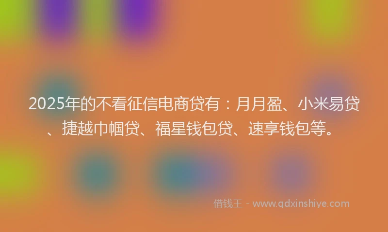 2025年的不看征信电商贷有：月月盈、小米易贷、捷越巾帼贷、福星钱包贷、速享钱包等。