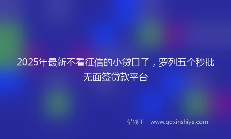 2025年最新不看征信的小贷口子，罗列五个秒批无面签贷款平台