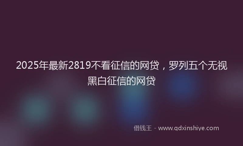 2025年最新2819不看征信的网贷，罗列五个无视黑白征信的网贷