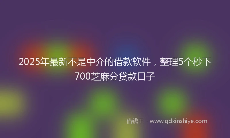 2025年最新不是中介的借款软件，整理5个秒下700芝麻分贷款口子