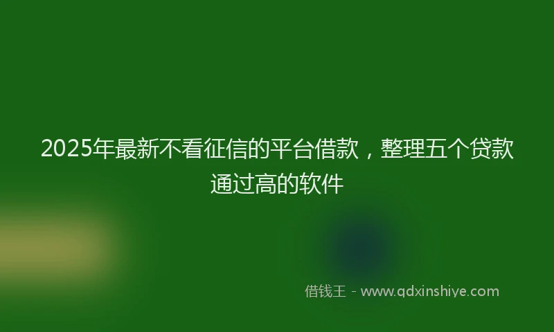 2025年最新不看征信的平台借款，整理五个贷款通过高的软件