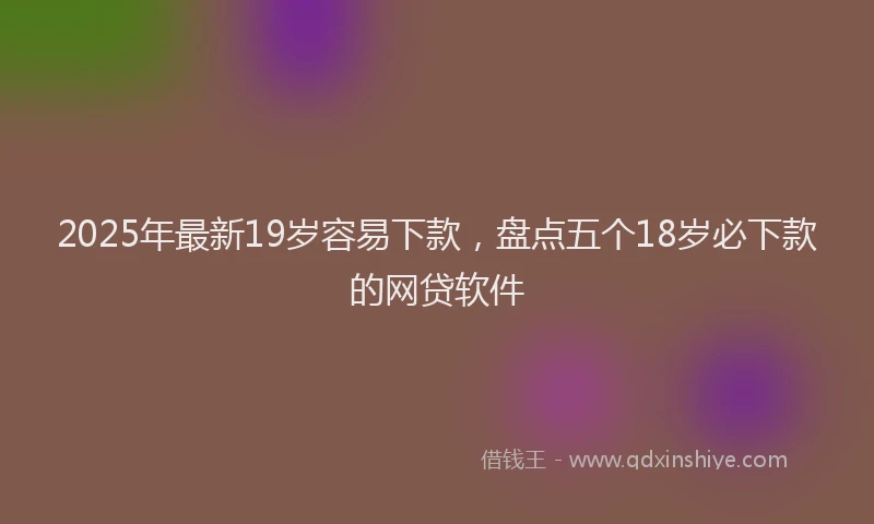 2025年最新19岁容易下款，盘点五个18岁必下款的网贷软件