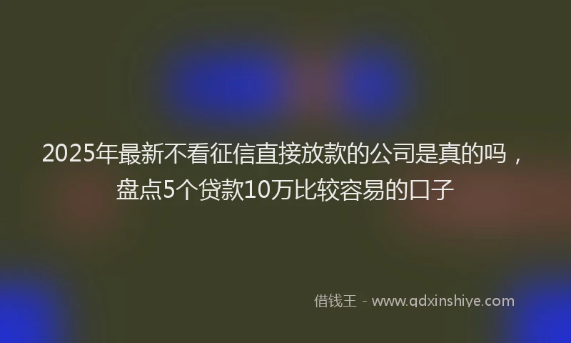 2025年最新不看征信直接放款的公司是真的吗，盘点5个贷款10万比较容易的口子
