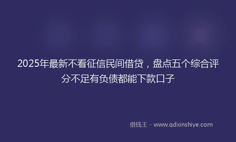 2025年最新不看征信民间借贷，盘点五个综合评分不足有负债都能下款口子