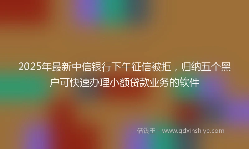 2025年最新中信银行下午征信被拒，归纳五个黑户可快速办理小额贷款业务的软件