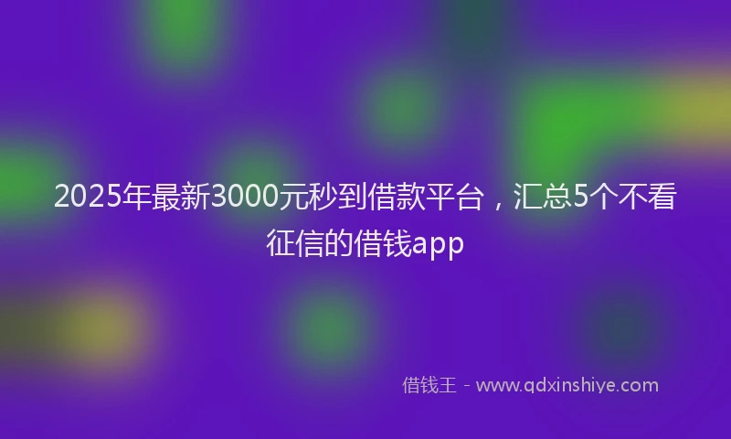 2025年最新3000元秒到借款平台，汇总5个不看征信的借钱app