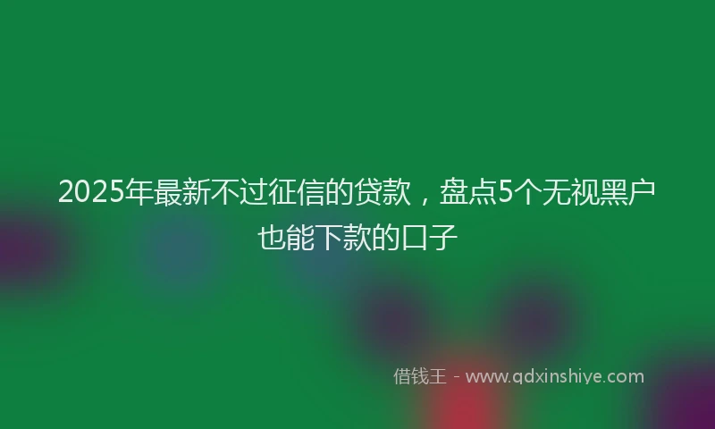 2025年最新不过征信的贷款，盘点5个无视黑户也能下款的口子