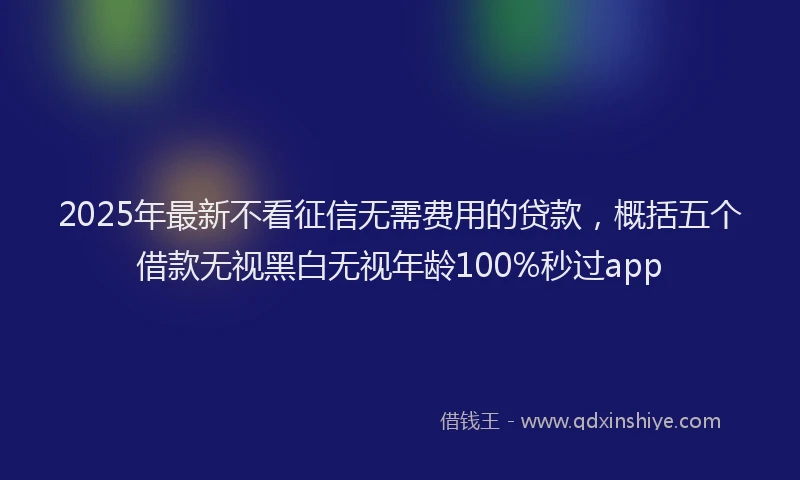 2025年最新不看征信无需费用的贷款，概括五个借款无视黑白无视年龄100%秒过app
