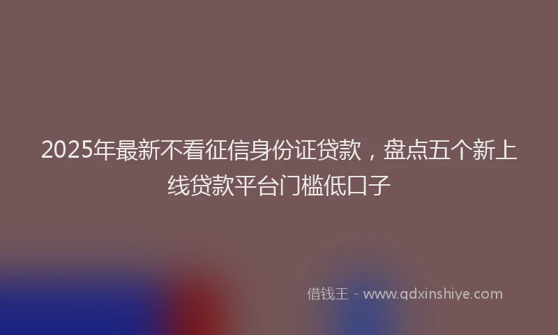 2025年最新不看征信身份证贷款，盘点五个新上线贷款平台门槛低口子