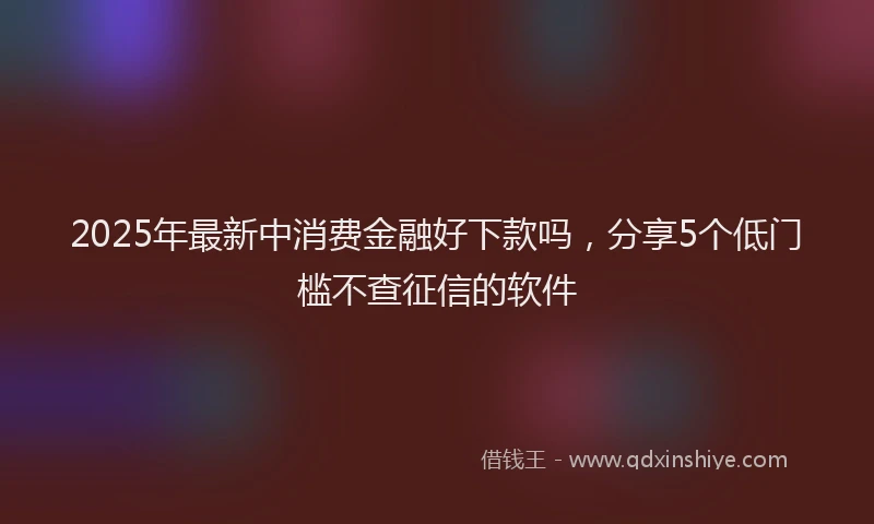 2025年最新中消费金融好下款吗，分享5个低门槛不查征信的软件