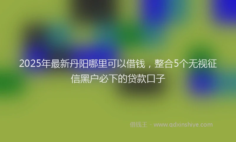2025年最新丹阳哪里可以借钱，整合5个无视征信黑户必下的贷款口子