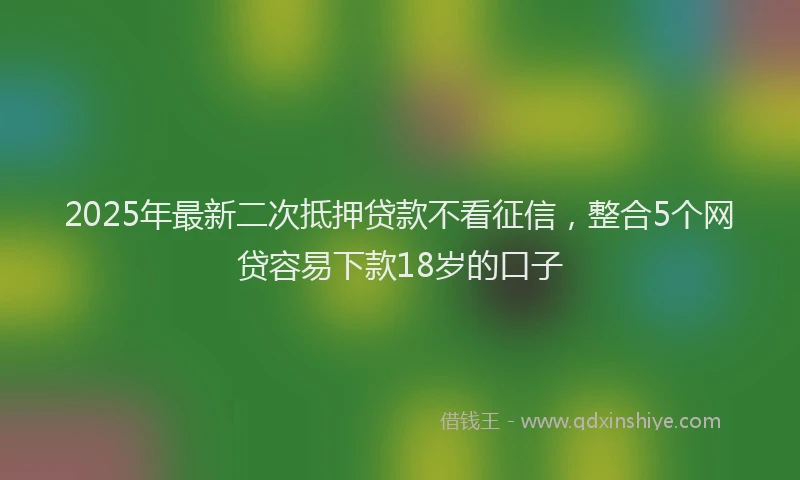 2025年最新二次抵押贷款不看征信，整合5个网贷容易下款18岁的口子