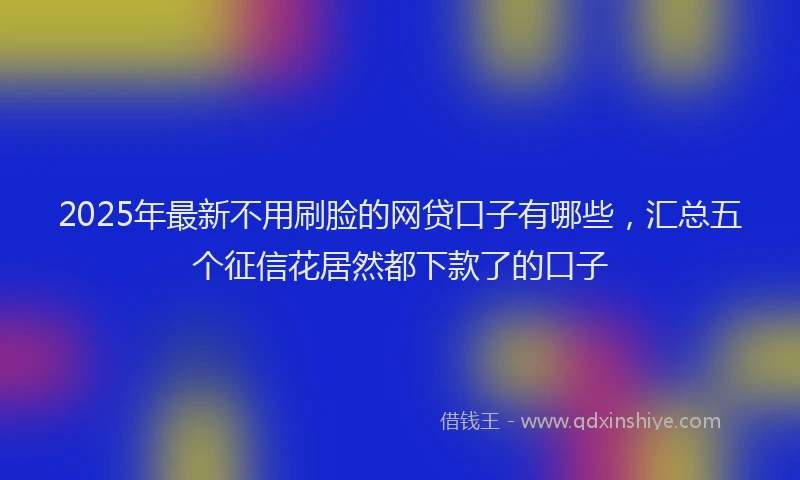 2025年最新不用刷脸的网贷口子有哪些，汇总五个征信花居然都下款了的口子