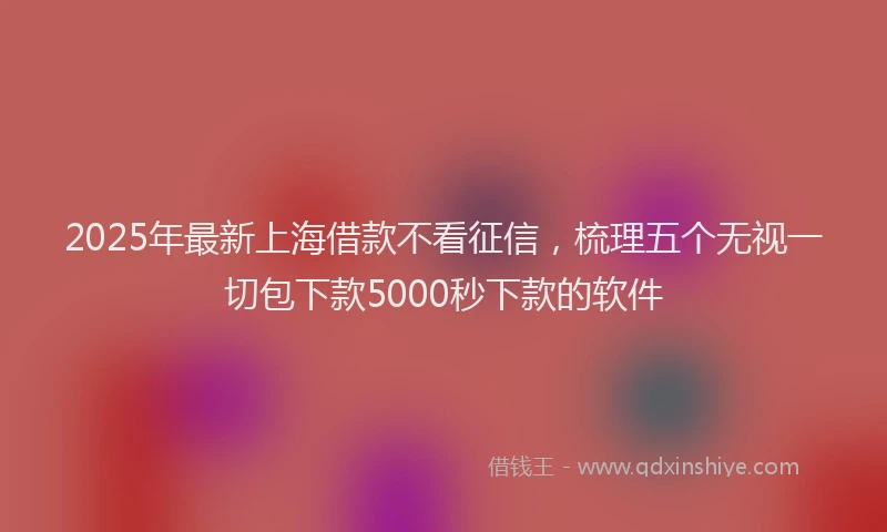 2025年最新上海借款不看征信，梳理五个无视一切包下款5000秒下款的软件