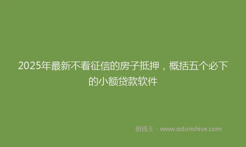 2025年最新不看征信的房子抵押，概括五个必下的小额贷款软件